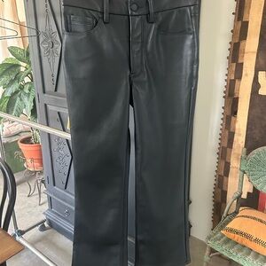 Good American Women’s Black Bootcut Ankle Faux Leather Pants Size 4 Never Worn